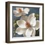 Magnolias on Blue I-Lanie Loreth-Framed Art Print