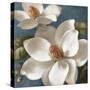 Magnolias on Blue I-Lanie Loreth-Stretched Canvas