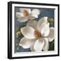 Magnolias on Blue I-Lanie Loreth-Framed Art Print