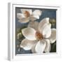 Magnolias on Blue I-Lanie Loreth-Framed Art Print