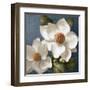 Magnolias on Blue II-Lanie Loreth-Framed Art Print