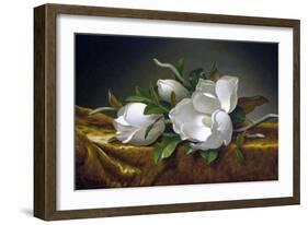 Magnolias on Gold Velvet Cloth-Martin Johnson Heade-Framed Giclee Print