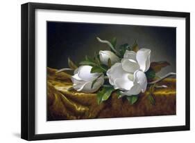 Magnolias on Gold Velvet Cloth-Martin Johnson Heade-Framed Giclee Print