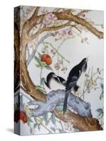 Magpies Amongst Red Peonies and Prunus Branches, a Detail from a Fine Enamel Famille Rose Vase-null-Stretched Canvas