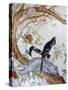 Magpies Amongst Red Peonies and Prunus Branches, a Detail from a Fine Enamel Famille Rose Vase-null-Stretched Canvas