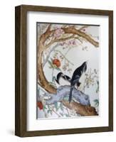 Magpies Amongst Red Peonies and Prunus Branches, a Detail from a Fine Enamel Famille Rose Vase-null-Framed Giclee Print