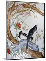 Magpies Amongst Red Peonies and Prunus Branches, a Detail from a Fine Enamel Famille Rose Vase-null-Mounted Giclee Print