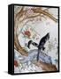 Magpies Amongst Red Peonies and Prunus Branches, a Detail from a Fine Enamel Famille Rose Vase-null-Framed Stretched Canvas