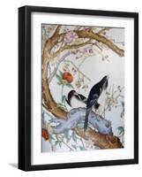 Magpies Amongst Red Peonies and Prunus Branches, a Detail from a Fine Enamel Famille Rose Vase-null-Framed Giclee Print