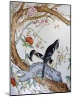 Magpies Amongst Red Peonies and Prunus Branches, a Detail from a Fine Enamel Famille Rose Vase-null-Mounted Giclee Print