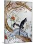 Magpies Amongst Red Peonies and Prunus Branches, a Detail from a Fine Enamel Famille Rose Vase-null-Mounted Giclee Print