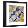 Magpies And Yellow Blossoms-null-Framed Art Print