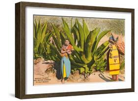 Maguey Plants and Tequila Maker, Mexico-null-Framed Art Print