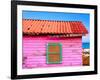 Mahahual Caribbean Pink Wood Painted Wall Textures in Costa Maya Mexico-holbox-Framed Photographic Print