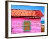 Mahahual Caribbean Pink Wood Painted Wall Textures in Costa Maya Mexico-holbox-Framed Photographic Print