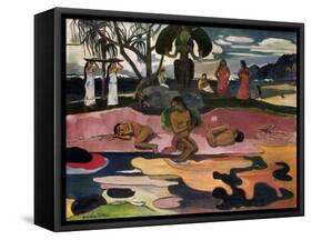 Mahana No Atua (Gottestag)-Paul Gauguin-Framed Stretched Canvas