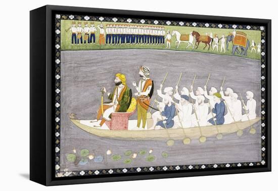 Maharaja Gulab Singh on Lake Wular in Kashmir, C.1840-null-Framed Stretched Canvas