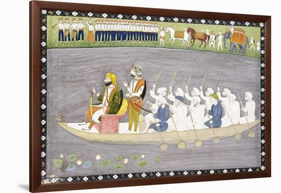 Maharaja Gulab Singh on Lake Wular in Kashmir, C.1840-null-Framed Giclee Print