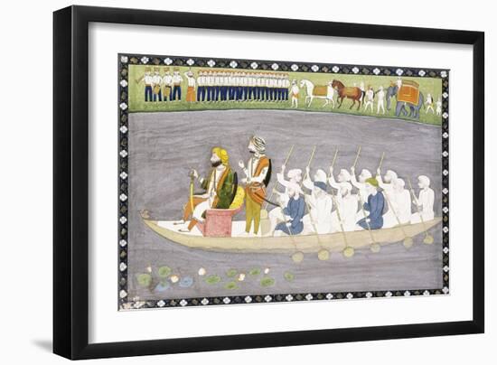 Maharaja Gulab Singh on Lake Wular in Kashmir, C.1840-null-Framed Giclee Print