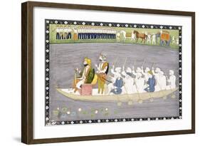 Maharaja Gulab Singh on Lake Wular in Kashmir, C.1840-null-Framed Giclee Print