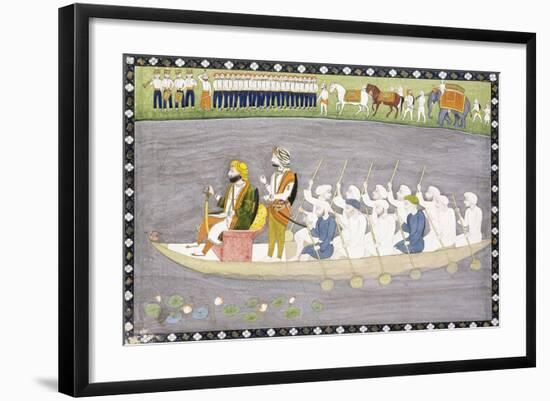 Maharaja Gulab Singh on Lake Wular in Kashmir, C.1840-null-Framed Giclee Print