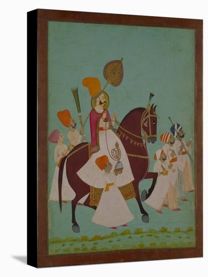 Maharaja Ram Singh of Jodhpur with Attendants, India-null-Stretched Canvas
