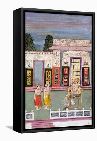 Maharaja Sawai Jai Singh Greeted by Two Crowned Men, C.1735-null-Framed Stretched Canvas