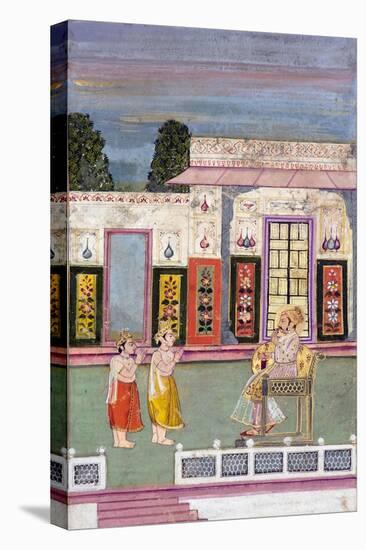 Maharaja Sawai Jai Singh Greeted by Two Crowned Men, C.1735-null-Stretched Canvas