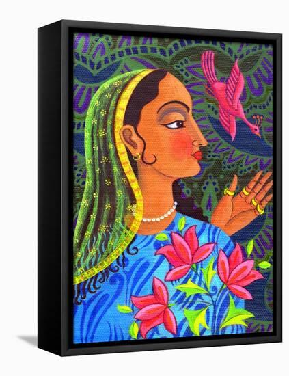 Maharani with Magenta Bird, 2011-Jane Tattersfield-Framed Stretched Canvas