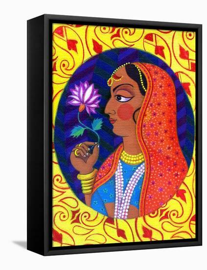 Maharani with White and Pink Flower, 2011-Jane Tattersfield-Framed Stretched Canvas