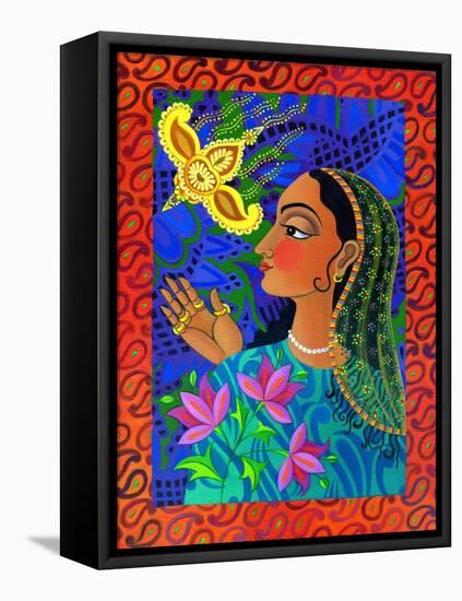 Maharani with Yellow Bird, 2011-Jane Tattersfield-Framed Stretched Canvas