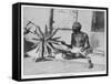 Mahatma Gandhi Indian Nationalist and Spiritual Leader Spins at a Wheel in 1931-null-Framed Stretched Canvas