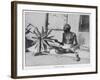 Mahatma Gandhi Indian Nationalist and Spiritual Leader Spins at a Wheel in 1931-null-Framed Art Print