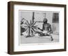 Mahatma Gandhi Indian Nationalist and Spiritual Leader Spins at a Wheel in 1931-null-Framed Art Print