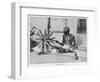 Mahatma Gandhi Indian Nationalist and Spiritual Leader Spins at a Wheel in 1931-null-Framed Art Print