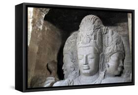 Mahesamurti of Elephant Island Caves, Mumbai, India-Kymri Wilt-Framed Stretched Canvas