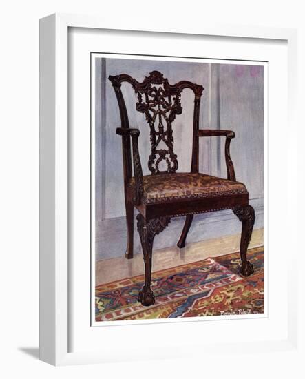 Mahogany Armchair, Style of Chippendale, 1911-1912-Edwin Foley-Framed Giclee Print