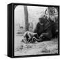 Mahout Removing a Thorn from an Elephant's Foot, Behar Tiger Shoot, India, C1900s-Underwood & Underwood-Framed Stretched Canvas