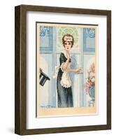 Maid Admitting Visitor-Maurice Milliere-Framed Art Print