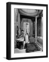 Maid Cleaning Ambassador Laurence A. Steinhardt's Residence Bathroom-Nat Farbman-Framed Photographic Print