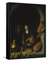 Maid Cleaning Carrots-Gerrit Dou-Framed Stretched Canvas