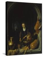 Maid Cleaning Carrots-Gerrit Dou-Stretched Canvas