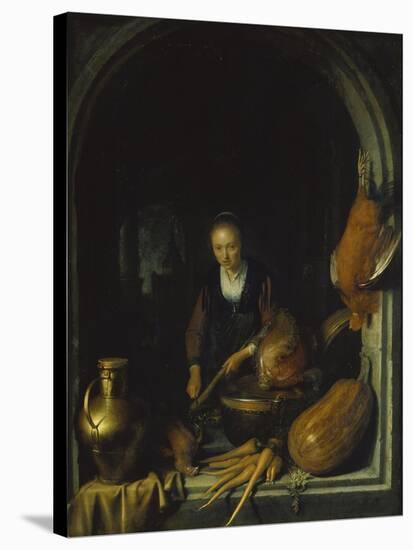 Maid Cleaning Carrots-Gerrit Dou-Stretched Canvas