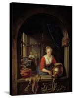 Maid Servant at a Window-Gerrit or Gerard Dou-Stretched Canvas