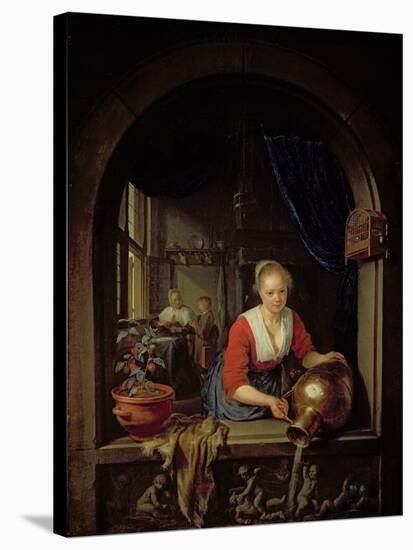 Maid Servant at a Window-Gerrit or Gerard Dou-Stretched Canvas