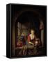 Maid Servant at a Window-Gerrit or Gerard Dou-Framed Stretched Canvas