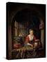 Maid Servant at a Window-Gerrit or Gerard Dou-Stretched Canvas