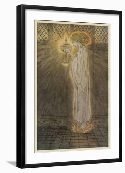 Maiden and Grail-Arthur Rackham-Framed Art Print