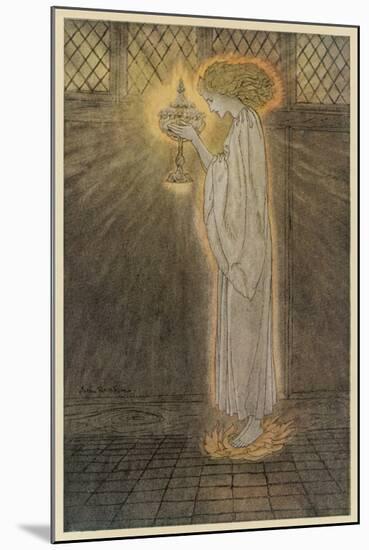 Maiden and Grail-Arthur Rackham-Mounted Art Print