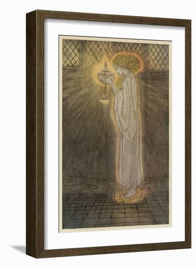 Maiden and Grail-Arthur Rackham-Framed Art Print